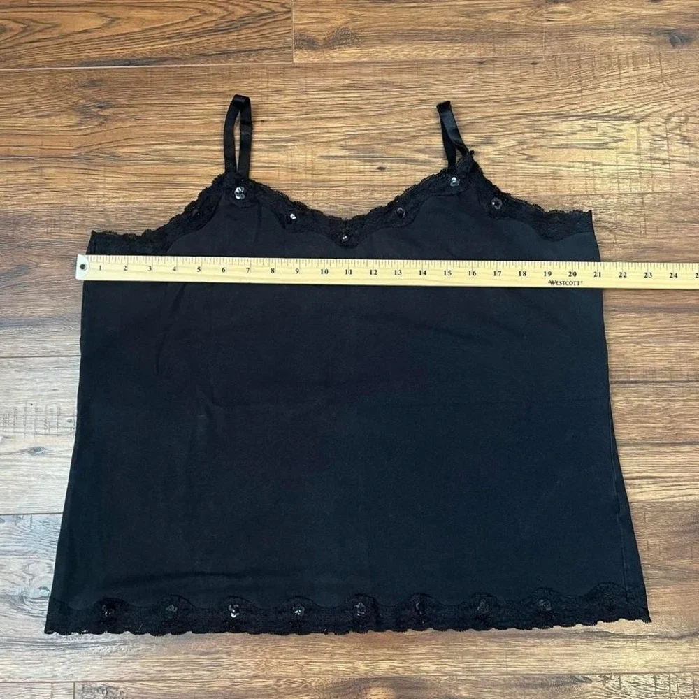 Black Lace Cami Top Women 2X Y2K Sequins Soft Grunge Coquette Fairy Whimsigoth - Picture 3 of 5
